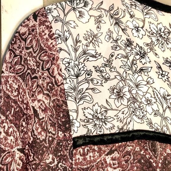 Knox Rose Women's Size XS Oversized Sheer Maroon Bohemian Mini Tunic Boho Dress - Picture 10 of 15